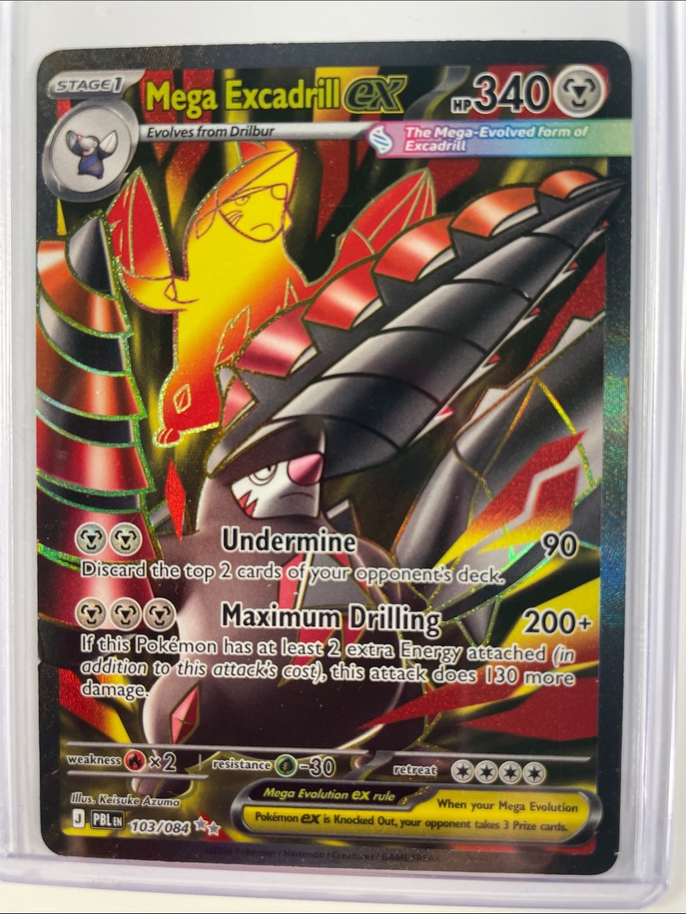 Pokemon Mega Excadrill EX Holographic Card - Yellow/Black/Red